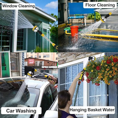 17.5" Multi-Pattern Watering Wand with Thumb Control & 180° Rotating Nozzle | 8 Spray Modes for High-Pressure Cleaning, Pet Bathing, Gardens, Hanging Baskets | Fits Standard Garden Hoses