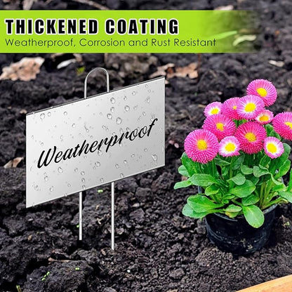 Landhoow 30 Pcs Large Metal Garden Plant Markers Metal Plant Labels Sign Weatherproof Waterproof Garden Sign for Outdoor Seedlings Herbs Vegetable Greenhouse (4'' X 6'' with 11'' Stake,Silver)