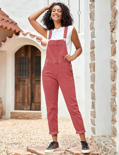 Vetinee Womens Classic Adjustable Straps Pockets Denim Bib Overalls Jeans Pants
