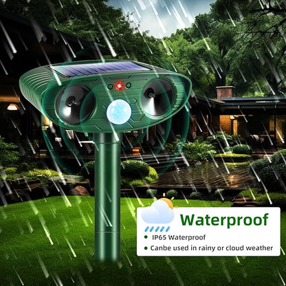 2026 Upgraded Solar Ultrasonic Animal Repellent Outdoor Cat Deer Repellent with Motion Sensor IP65 Waterproof Squirrel Raccoon Fortress Pro Keep Rodent Rabbit Dog Out of Yard Garden Farm,4 Pack