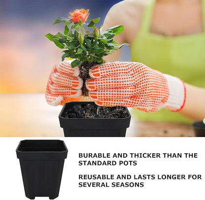 60pcs Plastic Square Nursery Pot (Black) Thick Plastic Square Flower Planting Pots with Drainage Hole for Seed Germination, Seed Starting Pots, Modern Decorative Flower Pot