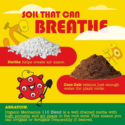 Organic Mechanics 110 Blend Organic Potting Soil – 1.76 Cu Ft | Peat-Free Mix with Biochar, Coco Coir, Perlite, Compost | for Indoor Plants, Outdoor Gardens, Containers