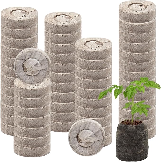 Halatool 55 Pcs 30mm Peat Pellets Block Potting Soil for Seedlings, Compressed Garden Soil Seed Starter Nutrient Peat Pods for Starting Seeds, Planting Flowers, Vegetables, Herbs