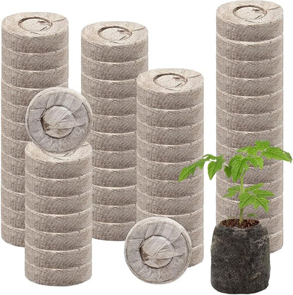 Halatool 55 Pcs 30mm Peat Pellets Block Potting Soil for Seedlings, Compressed Garden Soil Seed Starter Nutrient Peat Pods for Starting Seeds, Planting Flowers, Vegetables, Herbs