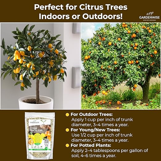 Professional Citrus Fertilizer + Vital Micronutrients; Perfect Balanced NPK for All Citrus; for Indoor and Outdoor Plants; Orange, Lime, Avocado and Lemon Tree Fertilizer (10 QUARTS)