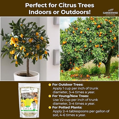 Professional Citrus Fertilizer + Vital Micronutrients; Perfect Balanced NPK for All Citrus; for Indoor and Outdoor Plants; Orange, Lime, Avocado and Lemon Tree Fertilizer (10 QUARTS)