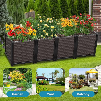 Large Planters for Outdoor Plants - Deepened 20" H, Raised Beds for Gardening Self Watering, Elevated Planter Box with Legs, Rectangular Garden Planters for Outdoor Plants Flowers, 62.9"L x 15.7"W