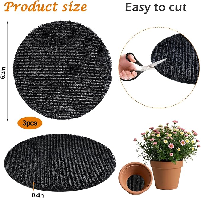 3Pcs Round Pot Mesh Drainage Discs Double Layer Plant Pot Hole Insert Pads Cutable Bonsai Pot Bottom Grid Mat Mesh Reusable for Indoor Outdoor Potted Plant Prevent Soil Loss Keep Roots Healthy 12inch