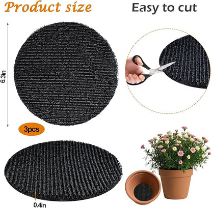 3Pcs Round Pot Mesh Drainage Discs Double Layer Plant Pot Hole Insert Pads Cutable Bonsai Pot Bottom Grid Mat Mesh Reusable for Indoor Outdoor Potted Plant Prevent Soil Loss Keep Roots Healthy 12inch
