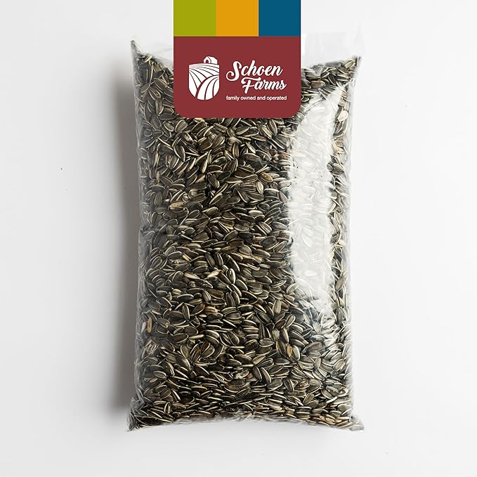 Schoen Farms Striped Sunflower Seeds – Shelled & Hulled Bird Food – 10 lb Bag – Premium Wild Bird Seed for Cardinals, Jays & Finches