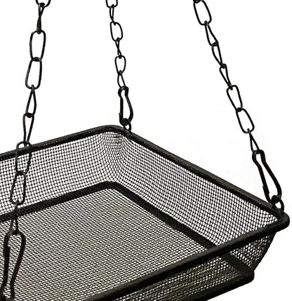 2 Pack Hanging Bird Feeder Tray Platform Metal Mesh Seed Tray for Bird Feeding Outdoor Garden Decoration for Backyard Attracting Wildbirds