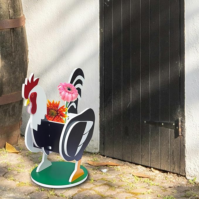 Rooster Planter, Cute Animal Shape Flower Planters, Plant Pots for Indoor/Outdoor Garden Decor, Unique Gifts/Souvenirs for Pet Lovers