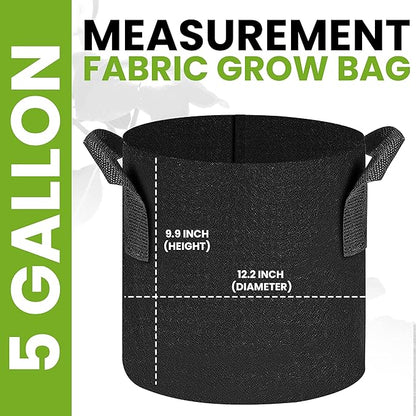 Utopia Home 3 Pack 5 Gallon Grow Bags, 300G Thickened Nonwoven Plant Fabric Pots for Outdoor, Grow Pots, Garden Plant Bags, Aeration Fabric Planters for Fruits, Vegetables and Flowers