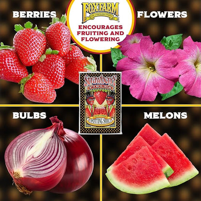 FoxFarm Strawberry Fields Fruiting & Flowering Potting Soil, 1.5 Cu.ft (Pack of 2) - Use to Increase Blooms, Fruits, and Berries - Made for Stages of Plants