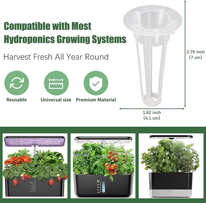 Romaine Seed Pods Kit for Hydroponics, 12 Pods Grow Anything Kit for Indoor Hydroponics Growing System, Hydroponics Supplies with 12 Grow Sponges, 12 Plant Baskets, 12 Pod Domes and Labels
