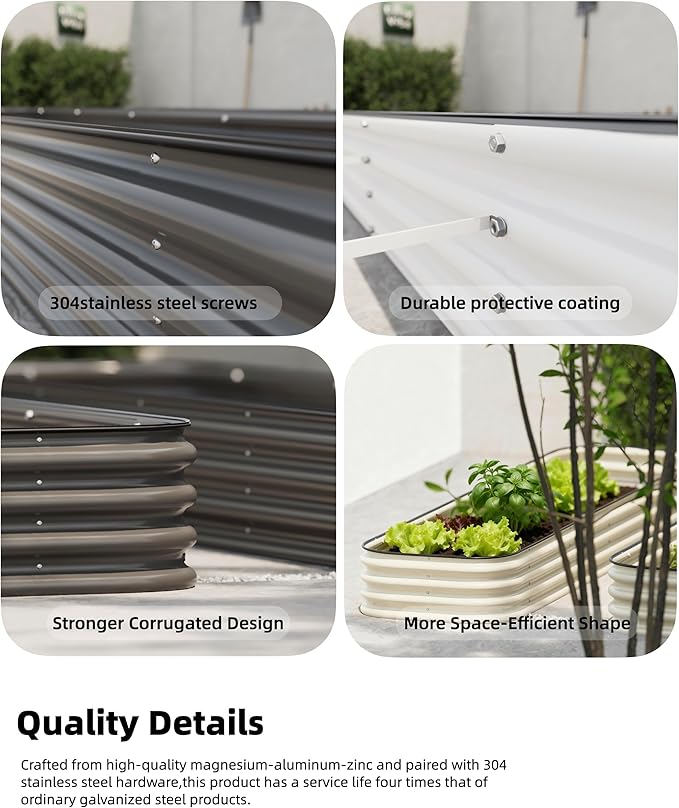 DaisyVibe Raised Garden Bed Kit, Planter Raised Garden Boxes Outdoor, Oval Large Metal Raised Garden Beds for Vegetables Flowers (Gray, 8ftx2ftx1ft)