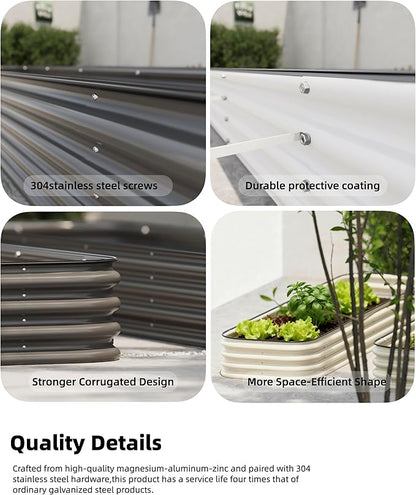 DaisyVibe Raised Garden Bed Kit, Planter Raised Garden Boxes Outdoor, Oval Large Metal Raised Garden Beds for Vegetables Flowers (Gray, 8ftx2ftx1ft)