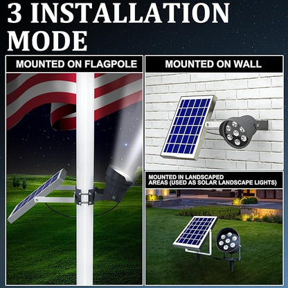 Ofuray Solar Flag Pole Light Outdoor,Dimmable Brightest Flag Pole Light Solar Powered, American Flag Coverage Led Solar Flag Pole Lights Outdoor Dusk to Dawn fit 1.5''-4'' Flagpole for House