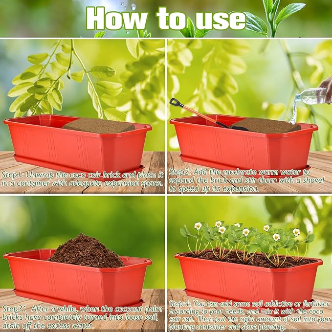 Halatool 10 Pack Organic Coco Coir Brick for Plants, Compressed Coconut Coir Bricks Coconut Fiber Substrate with Low EC & pH Balance, High Expansion Coco Peat Seed Starter Garden Soil for Planting