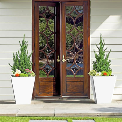 14 Inch Planters for Outdoor Plants, Large Tall Outdoor Flower Pots with Drainage Holes for Front Porch Patio Backyard Plants