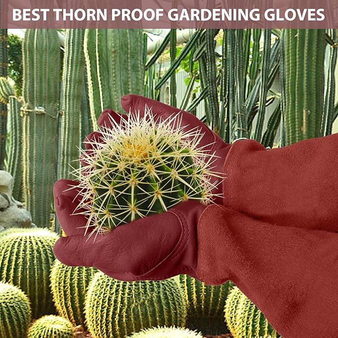 Long Gardening-Gloves Women/Men-Thorn proof Rose Pruning Heavy Duty Gauntlet, Best Garden Gifts for Gardener-XL