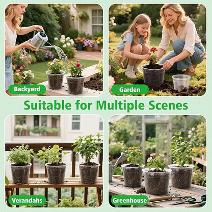 6 Inch Large Clear Nursery Pots with Drainage, 20 Pack Plastic Pots for Plants, Ideal Seedling Pots and Plant Pots for Vegetables, Orchids, Aloe, Indoor Outdoor Use (6 inch-20 Pack)