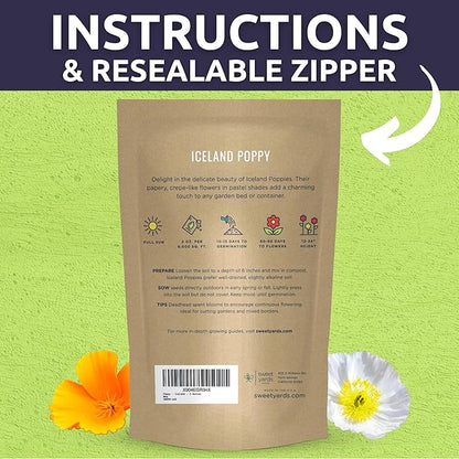 Poppy - Iceland - Bulk 2 Ounce Pouch - 300,000 Flower Seeds for Planting - Papaver nudicaule