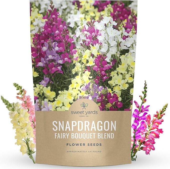 Snapdragon Fairy Bouquet Blend – Large 4 Ounces Seed Packet – 1,600,000 Flower Seeds for Planting – Lineria