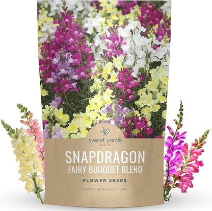 Snapdragon Fairy Bouquet Blend – Large 4 Ounces Seed Packet – 1,600,000 Flower Seeds for Planting – Lineria