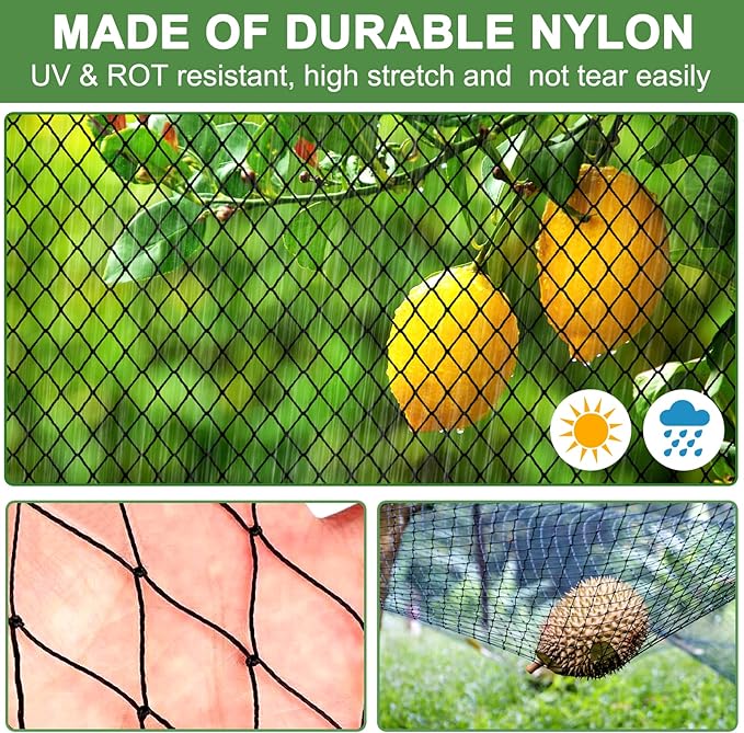 Bird Netting for Garden Protection - 25x100ft Poultry Netting for Chicken Coop, 1” Mesh Heavy Duty Garden Net, Fruit Tree Netting for Blueberry Bushes, Vegetable Against Squirrels, Deer