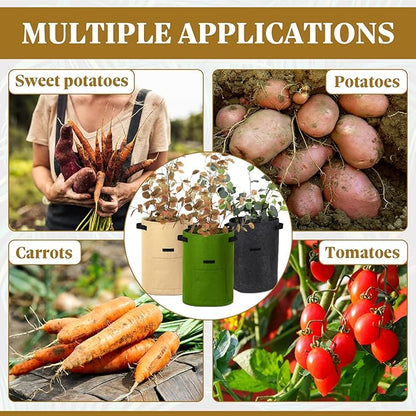 Yinder 20 Pcs 10 Gallon Potato Grow Bags with Flap and Handles Thickened Aeration Fabric Pots Garden Bags Potato Growing Containers Vegetable Garden Planter Bag for Plant Fruit(Classic Color)