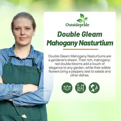 Outsidepride Double Gleam Mahogany Nasturtium Seeds - 400 Pcs Annual, Easy to Grow & Versatile, Flower Seeds for Planting Vibrant Blooms, Ideal for Gardens, Borders, and Pollinator Gardens
