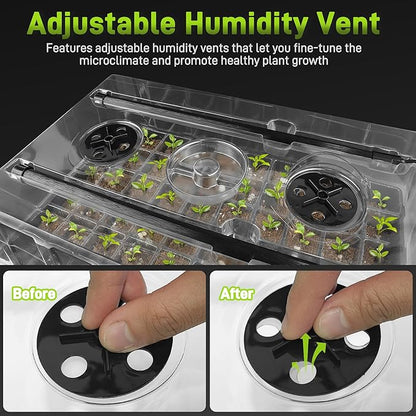 120-Cell Seed Starter Tray with Grow Light, Seedling Starter Trays with 4.08" Humidity Dome, Self-Watering Plant Germination Trays,Seed Starter Kit for Seeds Growing (Black)
