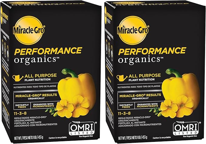 Miracle-Gro Performance Organics All Purpose Plant Nutrition, 1 lb. - All Natural Plant Food for Vegetables, Flowers and Herbs - Apply Every 7 Days for Best Results - Feeds up to 200 sq. ft.
