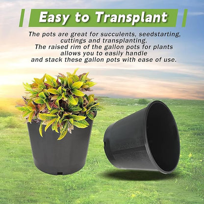 HOSTIC 3 Gallon Flexible Nursery Pots Gallon Pot with Drainage Holes Plastic Plant Container Suitable for Indoor Outdoor Vegetables Flowers Plants 10 PCS