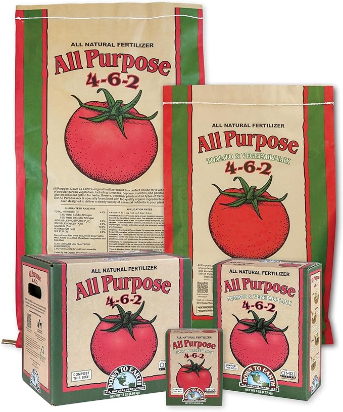 Down To Earth All Natural Fertilizers Organic All Purpose Tomato & Vegetable Mix - Plant Food for Tomatoes, Peppers, Herbs and Flowers 4-6-2, 50 lb