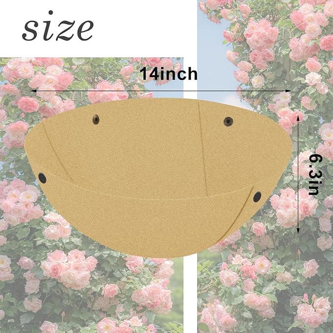 3PCS 14 Inch Round Hanging Basket Liners Fabric Hanging Plant Liners Non-Woven Planter Liners Beige Felt Liners Replacement Inserts for Hanging Baskets Outdoor Plants - Avoid Bird Nesting
