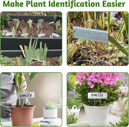 20 PCS Metal Plant Labels for Outdoor Garden Weatherproof, Reusable Metal Plant Markers, for Plants Herb Seedlings Flowers (Silver)