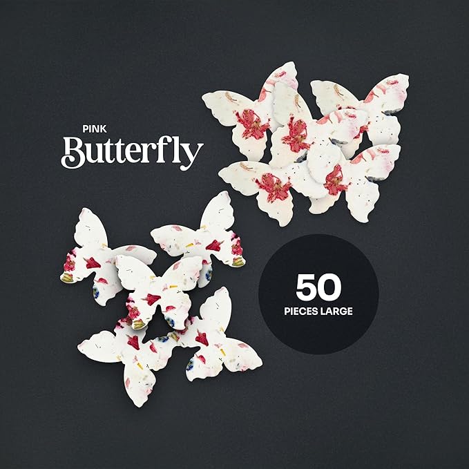50pcs Large Pink Butterfly Seed Paper – Plantable & Writable Wildflower, Gift for Mom This Mother’s Day, Use for Shower Favors, Weddings, Party Favors or Life Events