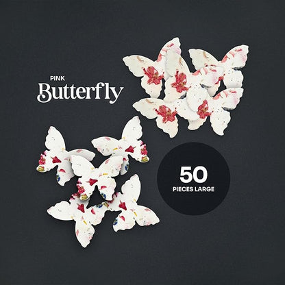 50pcs Large Pink Butterfly Seed Paper – Plantable & Writable Wildflower, Gift for Mom This Mother’s Day, Use for Shower Favors, Weddings, Party Favors or Life Events
