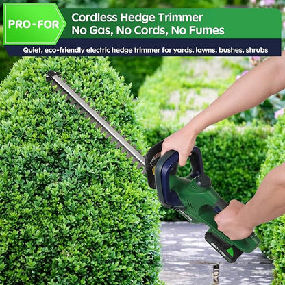 Cordless Hedge Trimmer with Battery and Charger, 20V Bush Trimmer, 22" Dual-Action Blade, 3000SPM Electric Shrub Trimmer, 0.55" Cutting, Lightweight Battery Powered for Garden & Yard