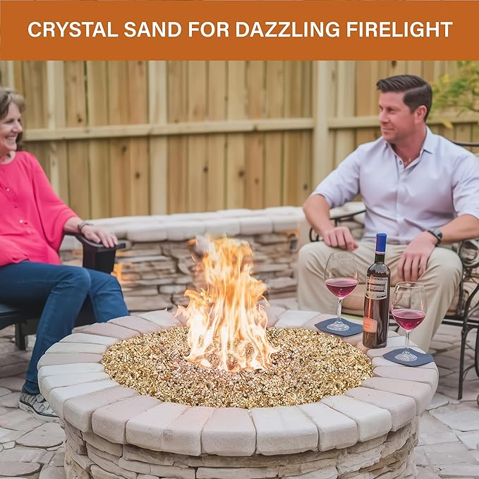NUPICK 5-10 Mesh Silica Sand for Fire Pit, 20lb Coarse Sand for Fireplaces, Decorative Sand for Gas or Propane, Heatproof Base Layer Under Fire Glass, Lava Rocks, Wood, Garden, Vase Filler, Aquarium