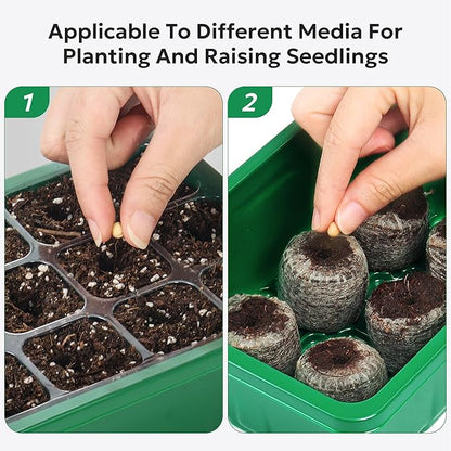 MIXC 10 Packs Seed Starter Tray Seed Starter Kit with Humidity Dome (120 Cells Total Tray) Seed Starting Trays Plant Starter Kit and Base Mini Greenhouse Germination Kit for Seeds Growing Starting