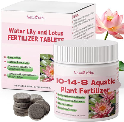 Aquatic Plant Fertilizer for Water Lily and Lotus,Water Lily Fertilizer Tablets-Fish Friendly,LotusFertilizer- Supports Lily and Lotus Blooming & Root Growth,Pond PlantFertilizer-100 Tablets