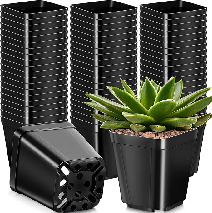 1000 Pcs 2.7 Inch Nursery Pots Bulk Square Small Plastic Seedling Starter Pots with Drainage Holes, Deep Planting Containers for Indoor Outdoor, Greenhouse, Garden, Nursery & Farm Use, Black