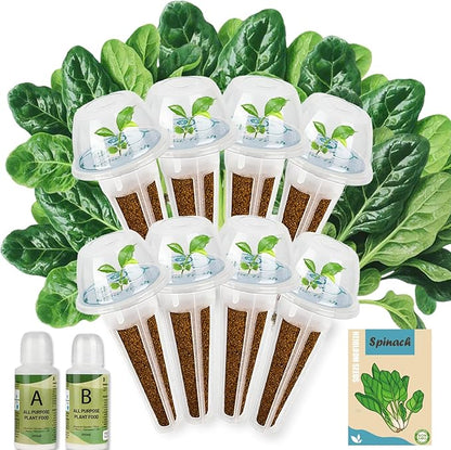 8-Pod Spinach Seed Pod Kit for Aerogarden, Includes Spinach Seeds - Universal Hydroponic Pods Indoor Gardening Supplies (8-Pod)