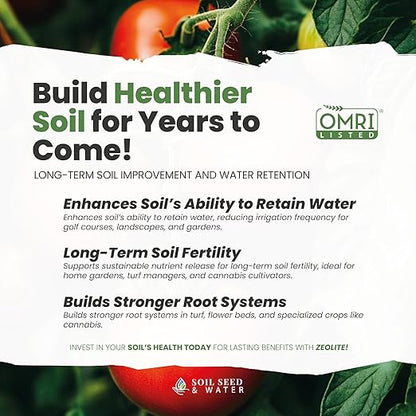 Soil Seed & Water Zeolite Soil Conditioner – Natural Minerals for Water Retention, Nutrient Exchange, and Drainage - Home Garden - OMRI Listed