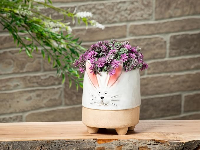 Abbott Collection Stoneware Bunny with Ears Planter - Large (5.5" H)