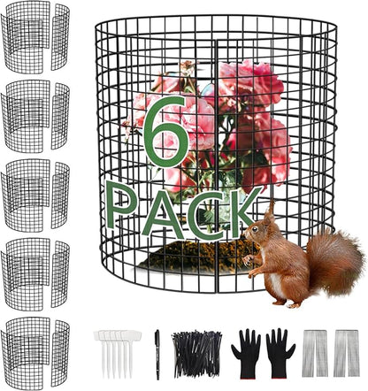 6 Pack Plant Protector from Animals, KWISAMR 13.5" Dia x 14" H Pre-Bent Wire Plant Protectors, Metal Plant Cages for Outdoor Plants Plant Cage & Supports Keep Animal Out Garden