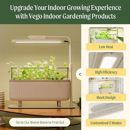 Vego garden Herb Indoor Plant Box, Self Watering Planters Pots for Indoor Plants with Trellis for Kitchen Window Sill or Countertop Plants Cage - Sage Green